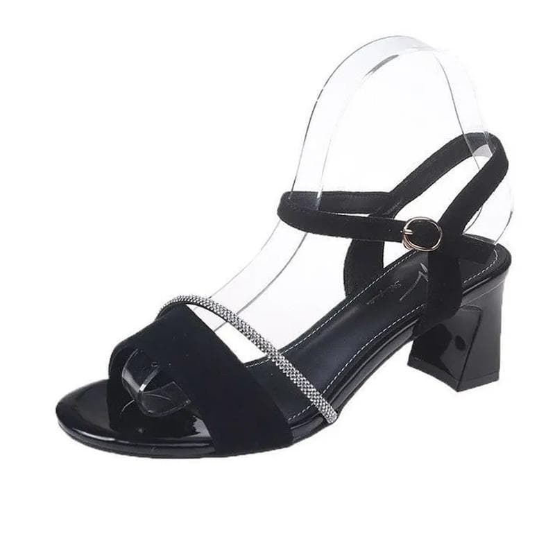 Summer Woman Sandals Fashion Buckle Sweet Sandals Summer Casual Wedge Open Toe Sandals 40 black
