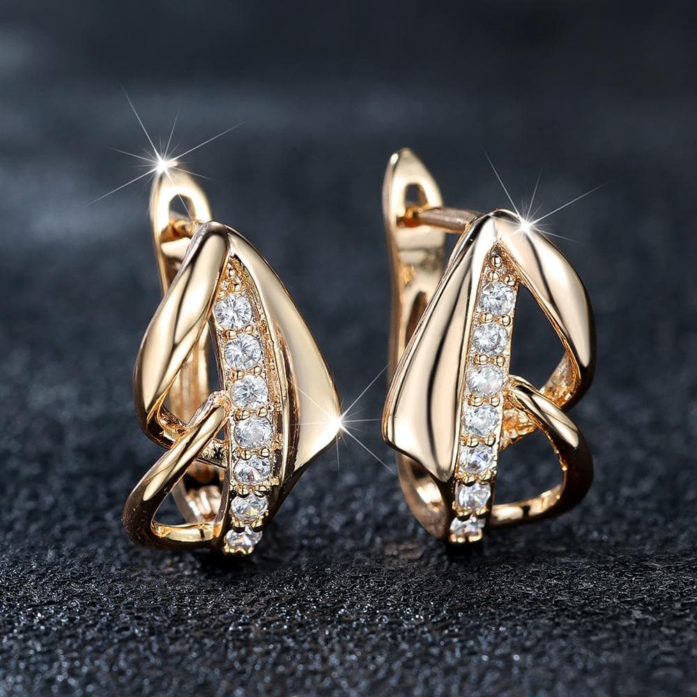 Small White Zircon Stone Clip Earrings for Women Charm Gold Color Luxury Wedding Jewelry gold