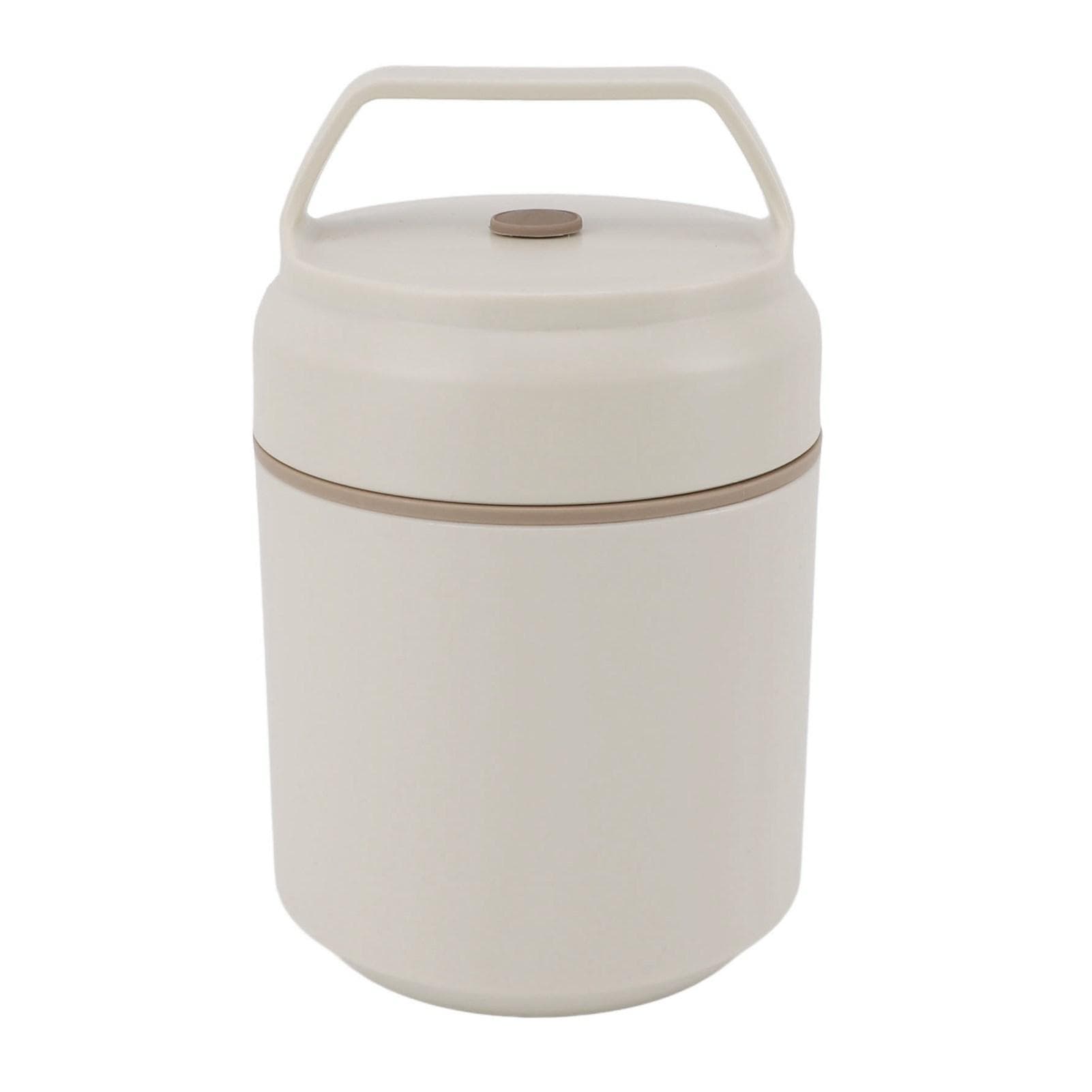 Thermal Food Container 420ml Stainless Steel Leakproof Thermal Insulation Handle Design Adult Bento Beige