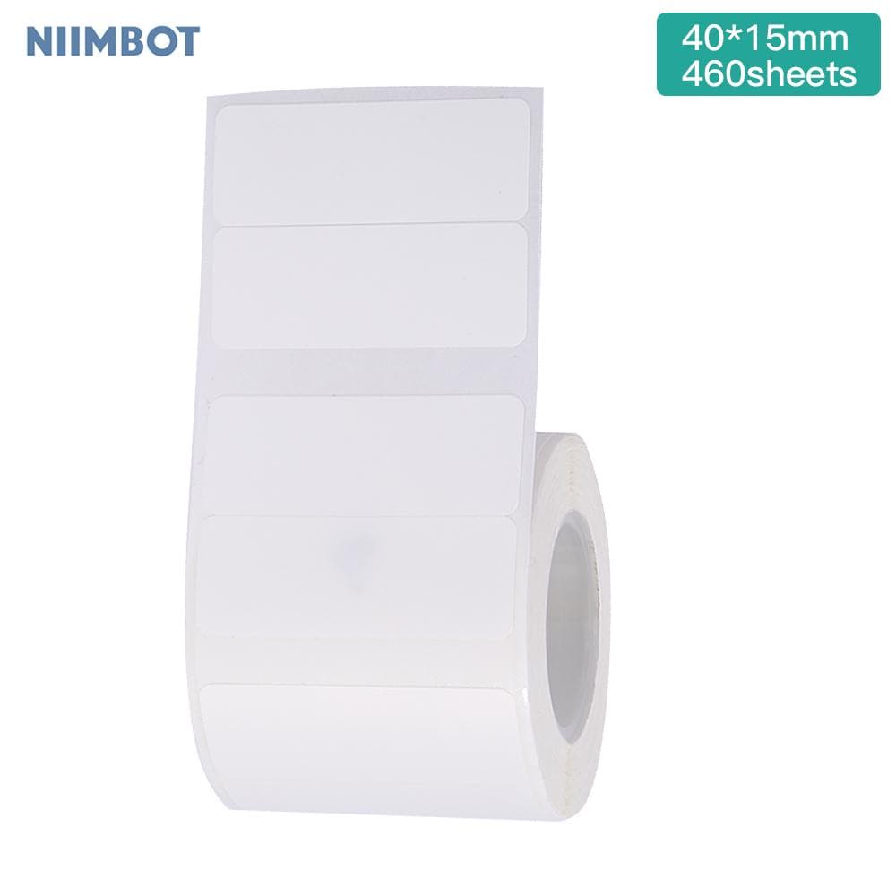 Niimbot White Blank Thermal Printing Paper Roll Barcode Price Size Name Label Paper Waterproof 40x15mm (460 sheets) white