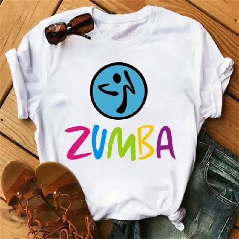 Zumba Graphic Tshirt Women's Clothing Fitness Dance Letter Printed Tees Summer Shirt Sport Gymnastics Femme Fashion T-Shirt Tops XS
