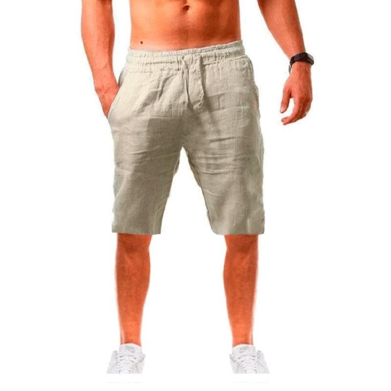 New Men's Cotton Linen Shorts Pants Male Summer Breathable Solid Color Linen Trousers Fitness Streetwear S-3XL L light khaki