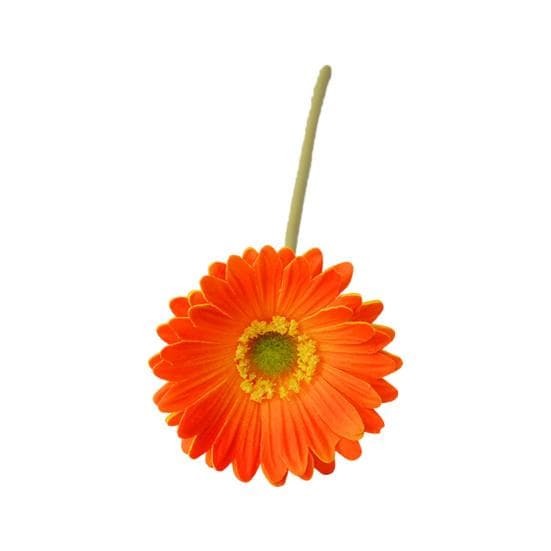 Artificial Gerbera Jamesonii with Stem Realistic Fake Silk Flower Home Office Table Centerpiece Faux Flower Branch Floral Arrangement Decoration orange