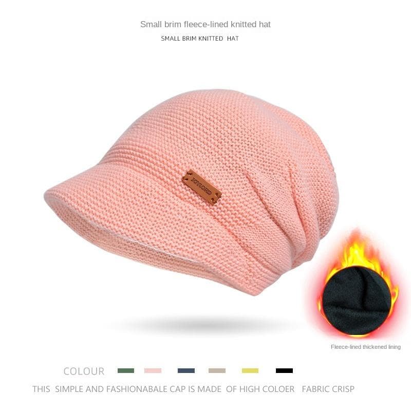 9960 Winter Fleece-lined Pile Heap Cap Female Outdoor Keep Warm Pullover Hat Wide Brim Face Small Ear Protection Fashion Confinement Cap pink