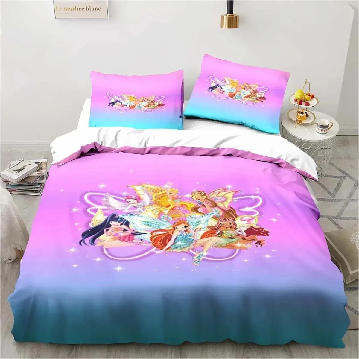 3D Print Winx Saga Club Bedding Set Duvet Cover Bed Set Quilt Cover Pillowcase Comforter king Queen Size Boys Adult Bedding Set US Twin 173x218cm