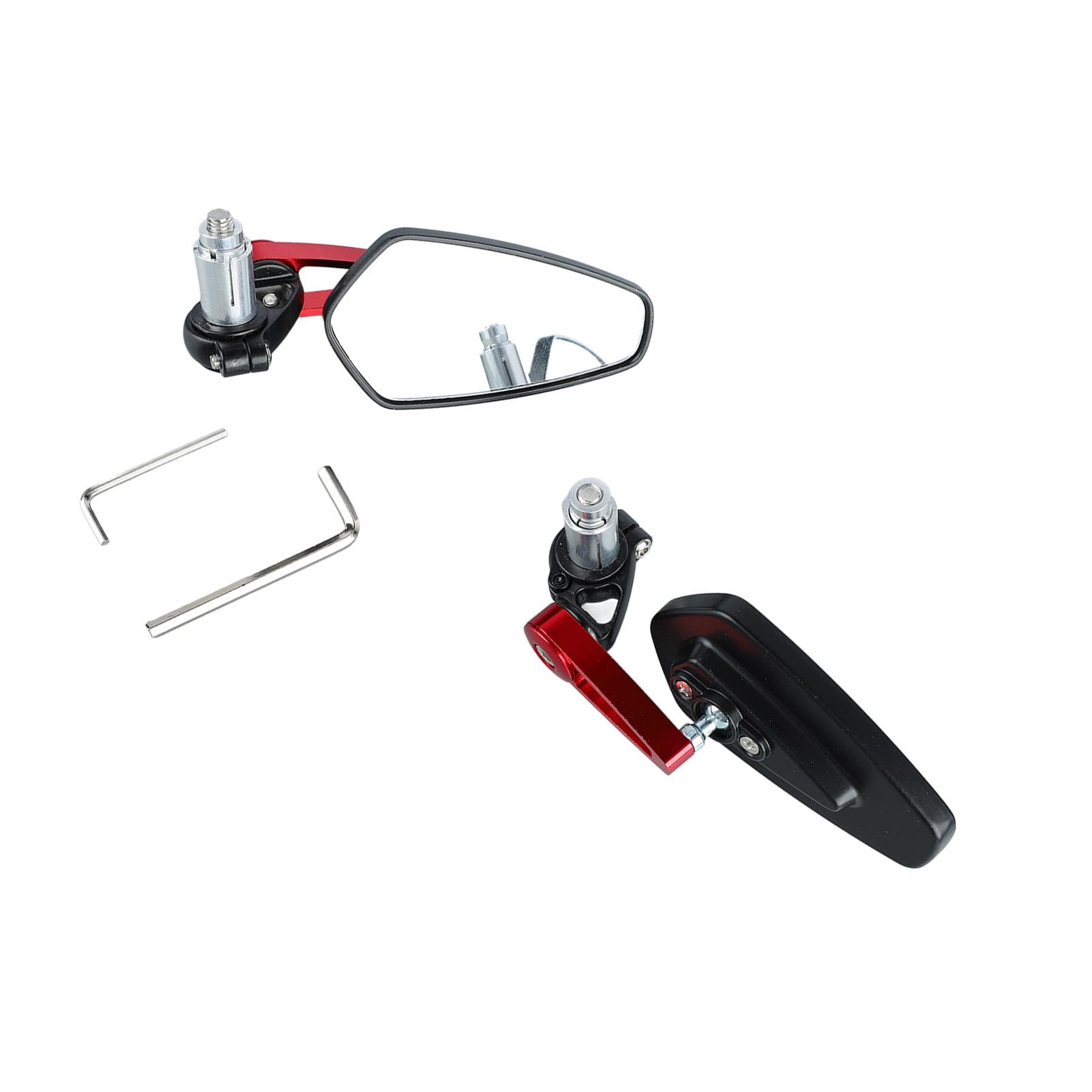 1 Pair Motorcycle Rear View Mirror 360 degrees Rotatable Smooth Glass Clear Vision Universal Handlebar red