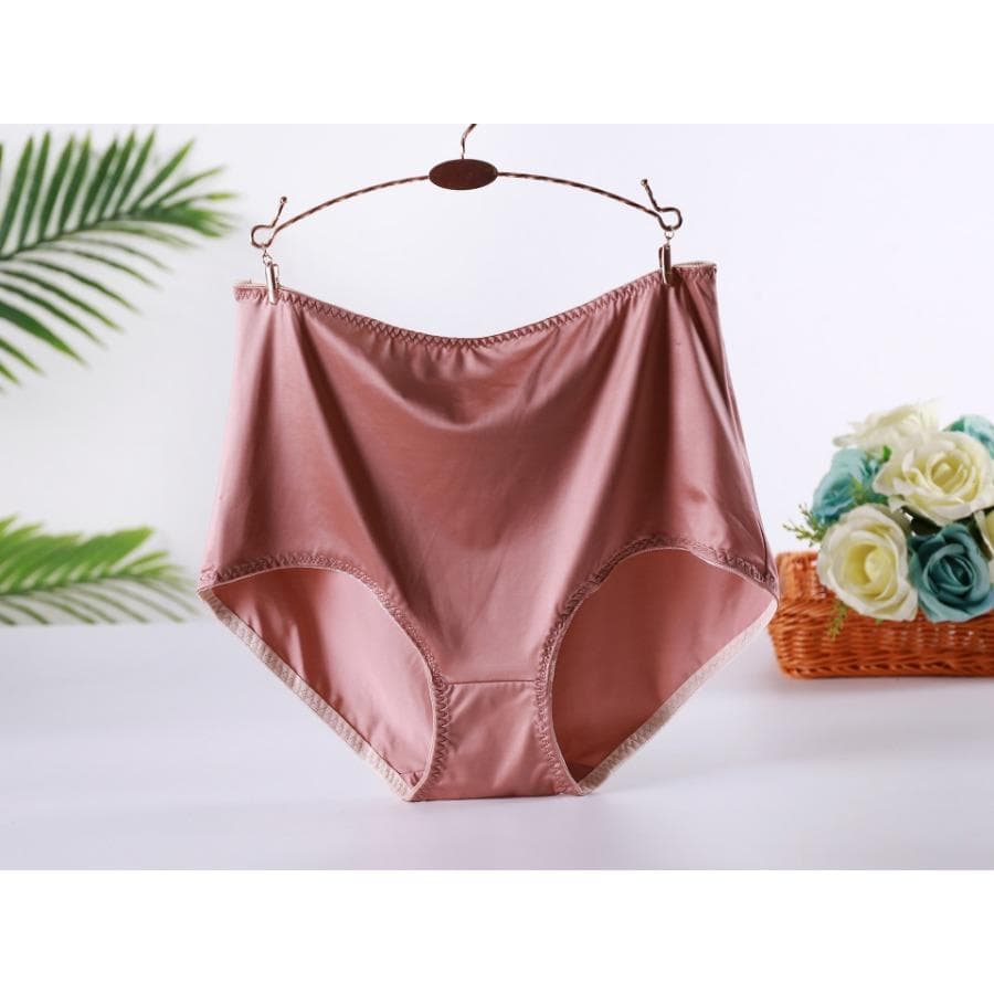 High Waist Panties Women Plus Size Lingerie Satin Briefs Female Oversized Underwear Soft Comfortable Knickers L coffee