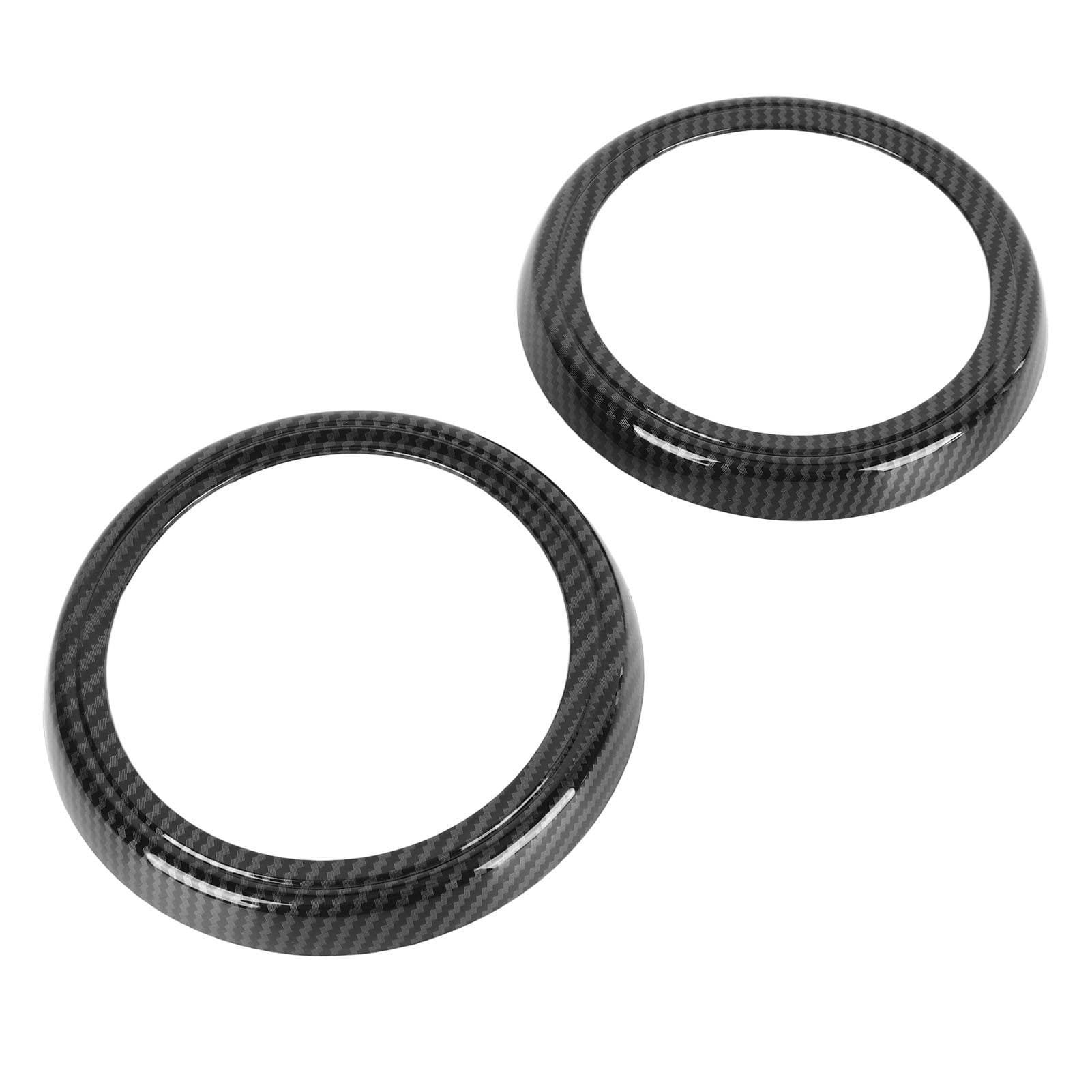 2PCS Door Horn Ring Trim Carbon Pattern Comfortable Touch Car Interior Decoration Replacement For
