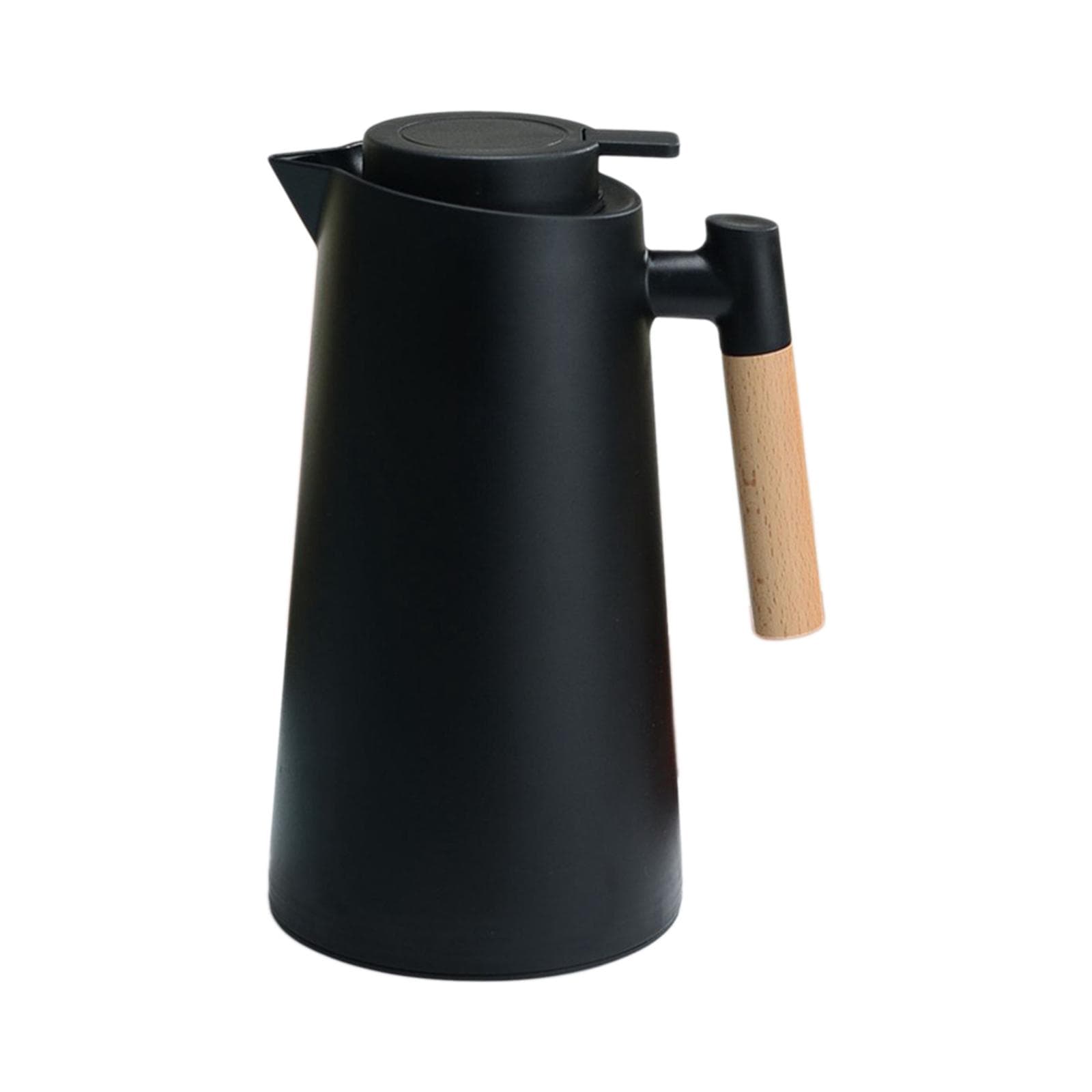 1L Thermal Coffee Carafe Double Walled Vacuum Coffee Pot Thermal Carafe Thermos Pot With Wood black