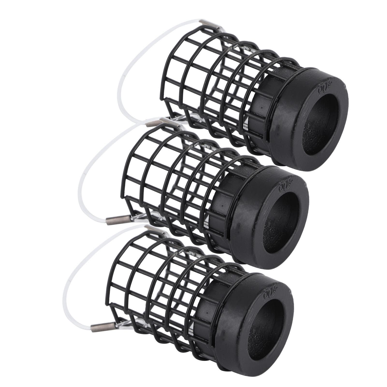 3Pcs Fishing Bait Cages Hollow Stainless Steel Feeding Lure Trap Tackle Accessory Black40g