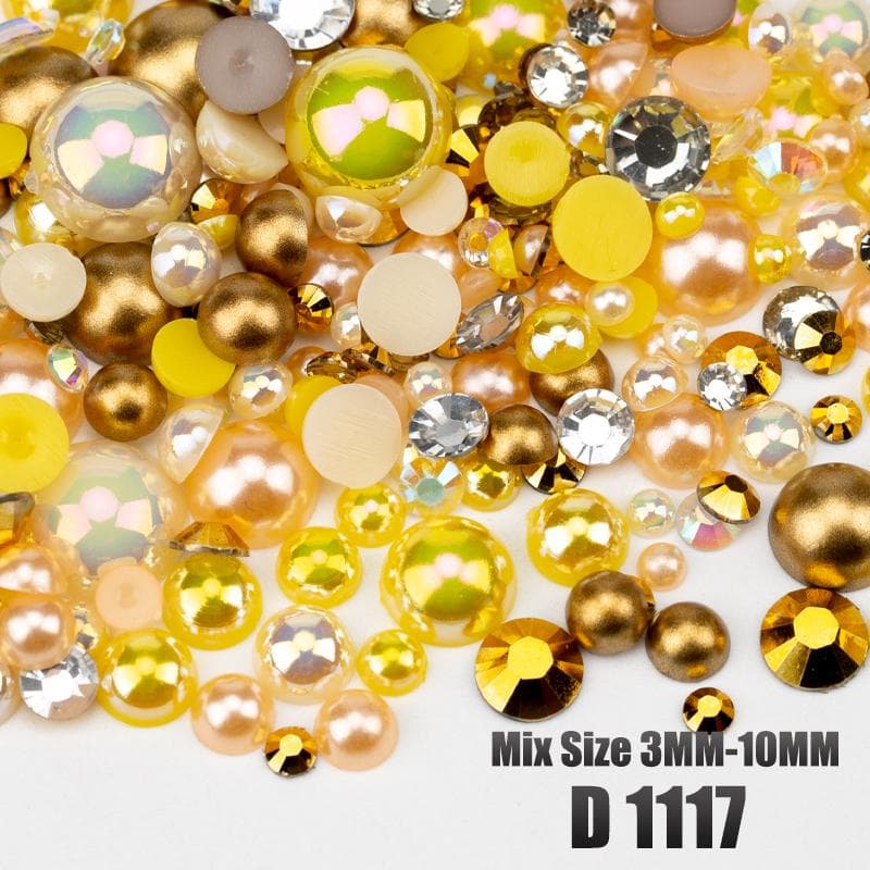 VDD 30g Mix Size ABS Imitation Half Round Pearl Flatback Beads AB Color Resin Rhinestones For Crafts Cup Nail Art DIY Decoration WBL 30g (Mix Size) gold