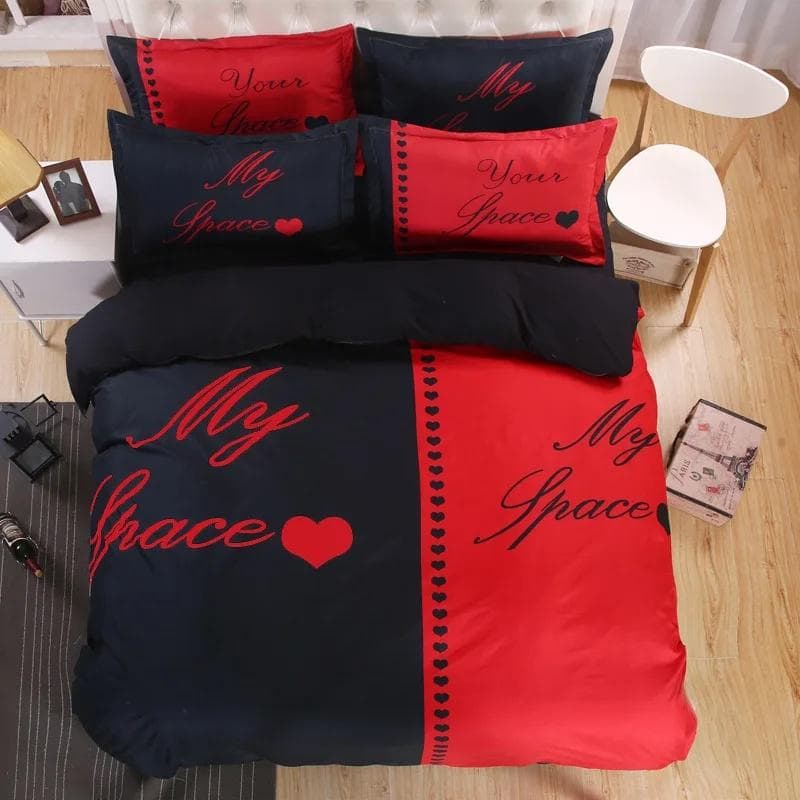 Big Boss Black N White His Her Valentine Bedding Set Duvet Cover Pillow Case King Queen Size Bed Linen Set AU Queen(210x210cm)