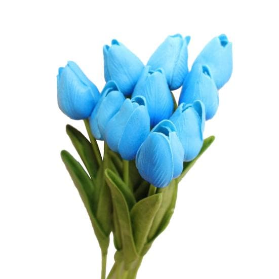 Blooming Bouquet 10Pcs/Set Faux Tulip Flowers Gift Photograph Prop Homen Decor lake blue