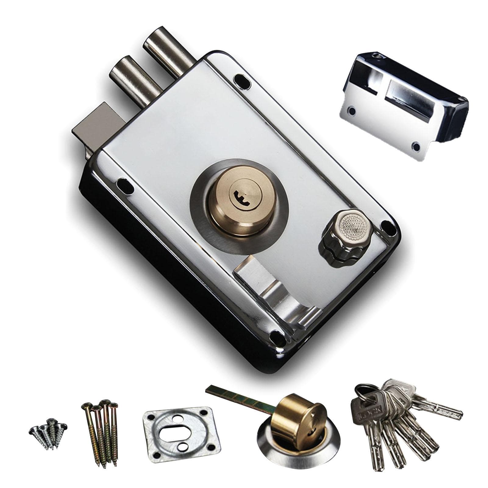 Exterior Gate Lock Stainless Steel Copper Lock Core Left Open with Edge Security Prevent Theft Old