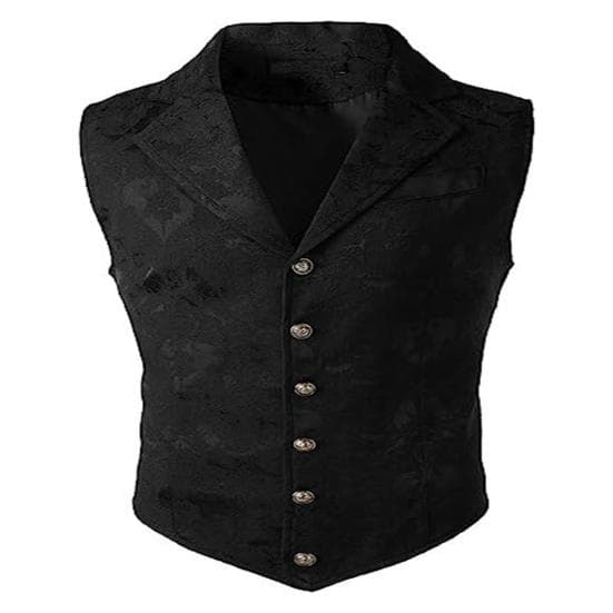 Men Vest Formal Business Style Retro Slim Fit Solid Color Turn-down Collar Single-breasted Sleeveless Buttons Soft Wedding Party Groom Waistcoat XL black