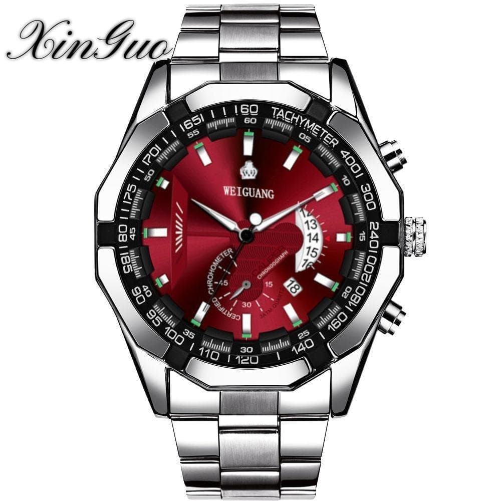 Automatic Movement Watch Men's Calendar Waterproof Luminous Non-mechanical Watch Large Dial red