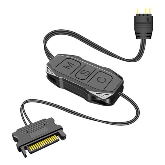 AR-1 ARGB Controller Lengthen Cable Wide Compatibility 3 Pin to SATA Pin Power Supply Black Mini RGB Controller black