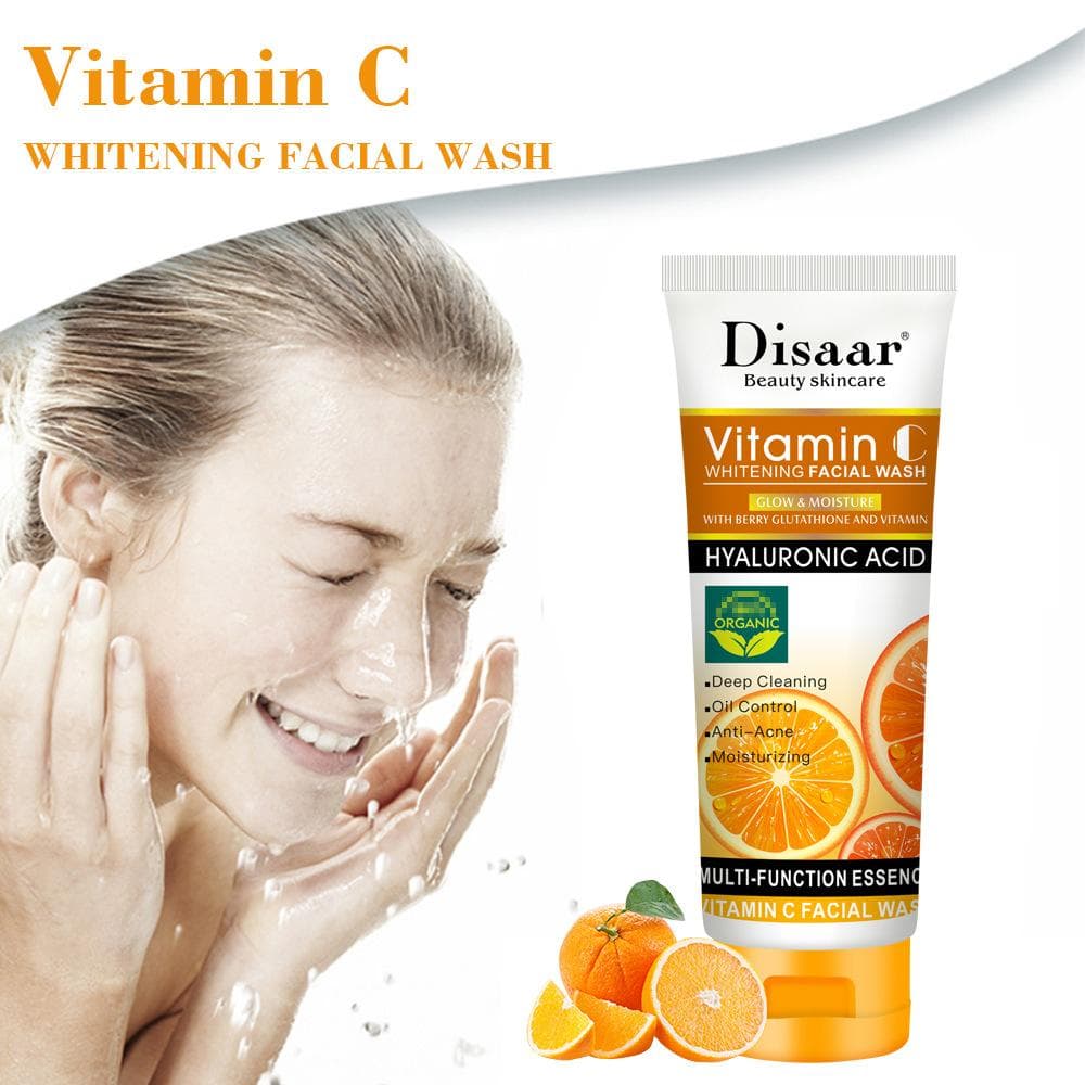 Disaar 100ml/pc Exquisite Girl Vitamin C Whitening Facial Wash Deep Cleaning Oil Control Anti-Acne Moisturizing Facial Cleanser 100g