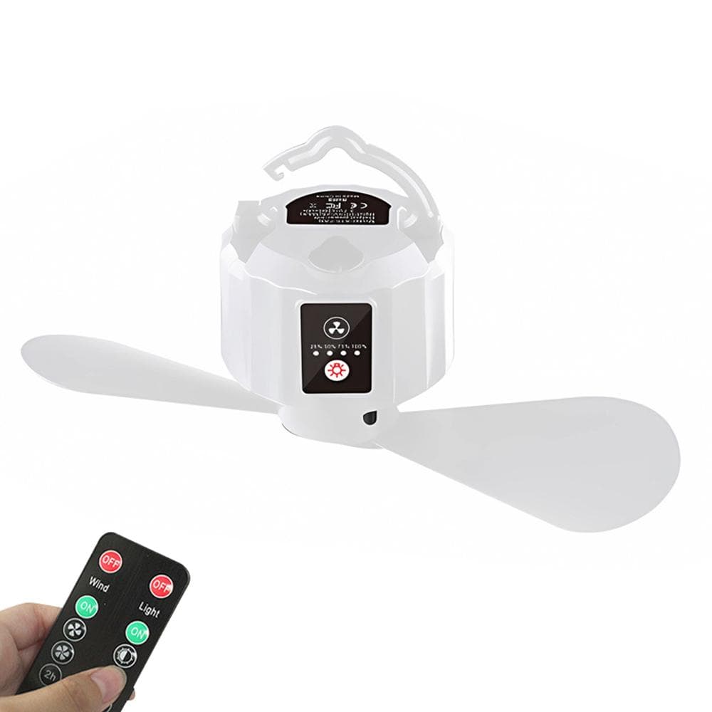 USB Rechargeable Outdoor Camping Hiking Tent Ceiling Hung Fan Portable Detachable Hung Fan with white