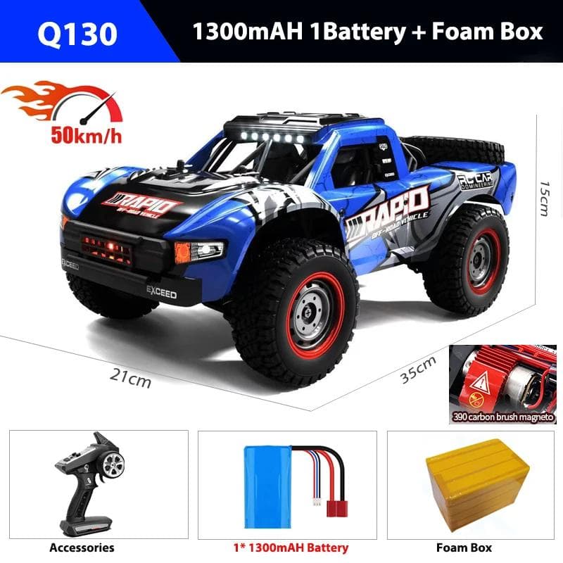 New 1:14 70KM/H 4WD Rc Car Off-road Vehicle Stunt Car with LED Headlight Remote Control Pickup High Speed Drift Monster Truck Children's Toy Gift blue