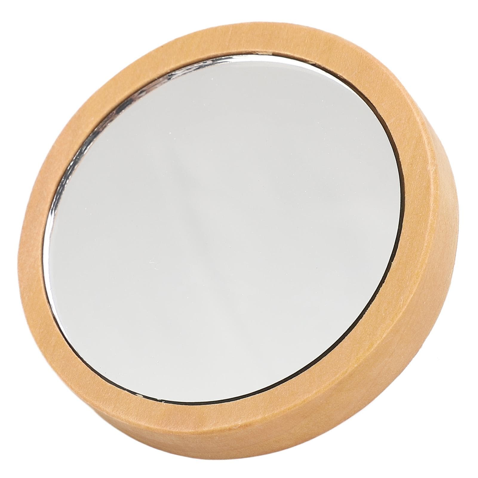 Portable Wood Mirror Wooden Handle Round for Cosmetic Makeup Clear Reflection with Smooth Edges