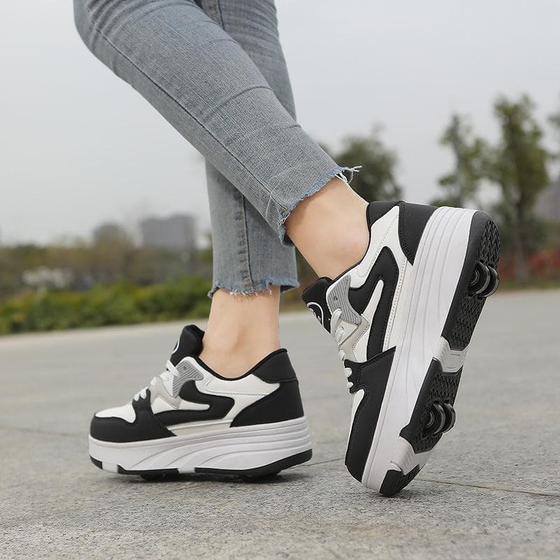 Children's Shape-shifting Shoes Four-wheel Runaway Shoes Boys and Girls Dual-purpose Roller Skates Double-row Roller Skates Adult 42