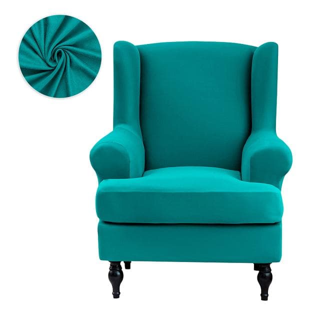 Solid Color Sloping Arm King Back Chair Cover Elastic Armchair Wingback Wing Sofa Back Chair Cover Stretch Protector Slipcover Universal Size