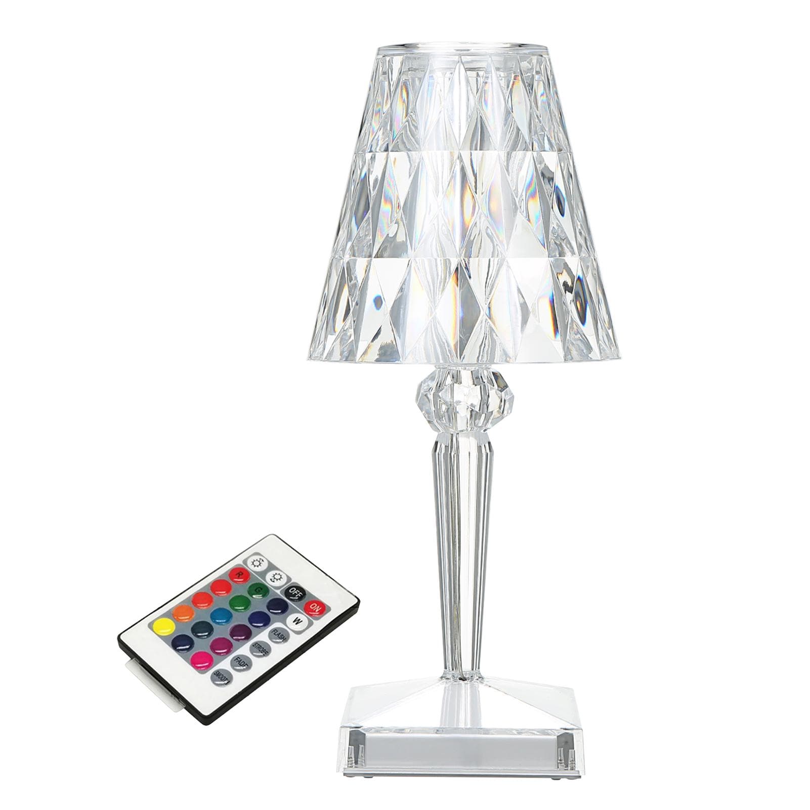 Acrylic Diamond Table Lamp Remote & Touching Control Available 16 Different Lighting Colors with USB rechargeable