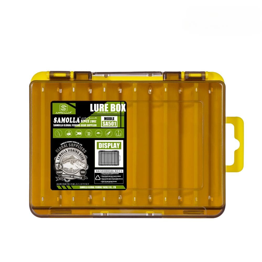 Double-Sided Compact Tackle Box - Streamline Fishing with Durable, Versatile Organizer for Lures, Hooks, Baits yellow