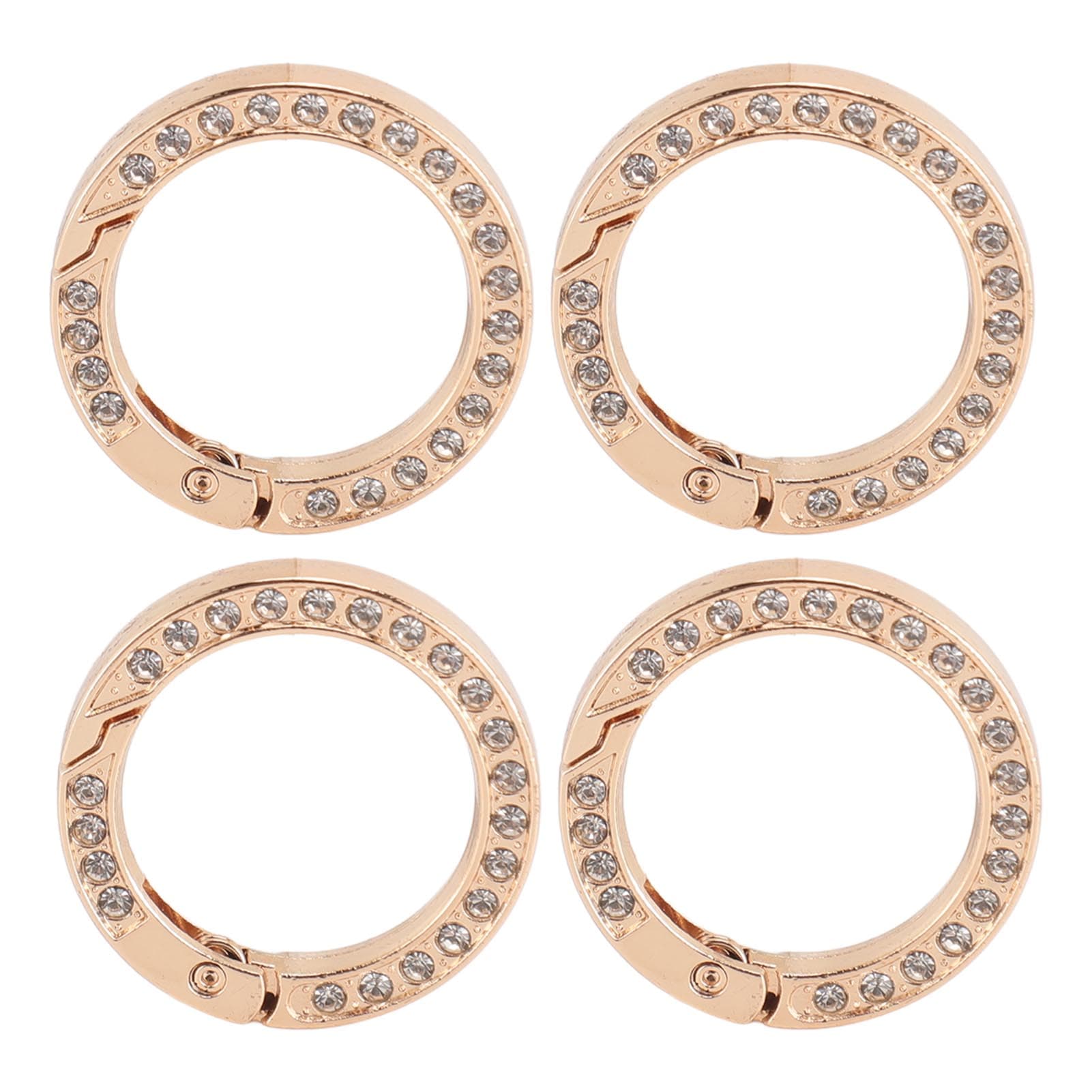 10pcs Rhinestone Spring O Rings DIY Round Snap Clip Buckle Elasticity Metal Spring O Rings for gold