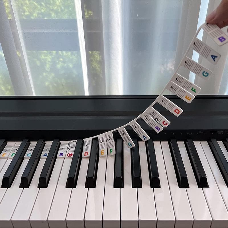 88 Key Full Size Piano Notes Guide Strip for Beginner Silicone Removable Reusable Piano Keyboard Note Labels No Sticky for Practices Learning MYY 88 key 61 key universal multicolour