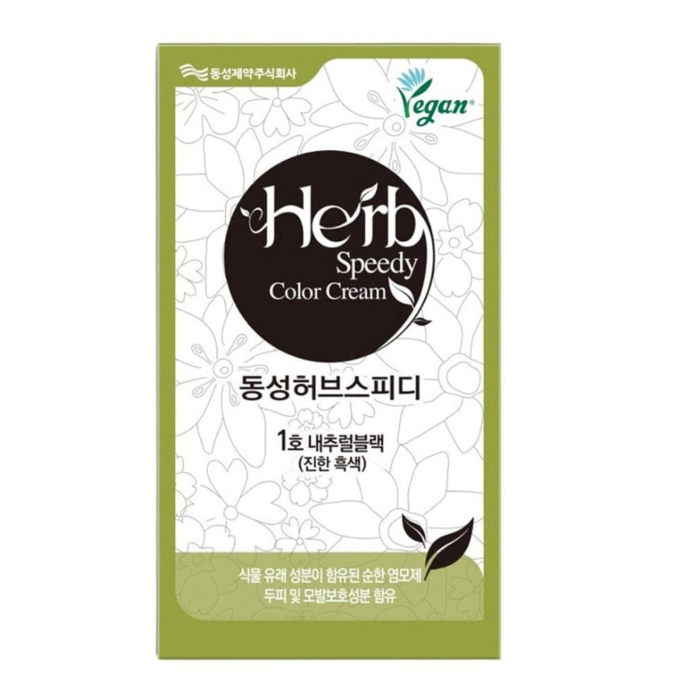 Dongseong Pharmaceutical Herb Speedy Color Cream Vegan Hair Dye, Natural Black, 1 pc.