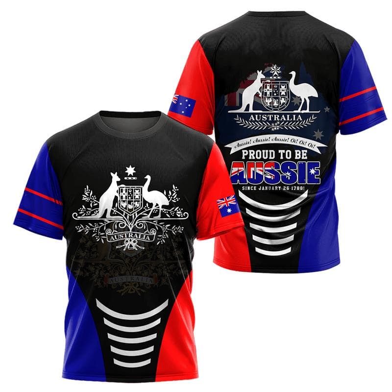 Australian Flag Kangaroo Aboriginal Painting 3D Printed Summer Men's Short-Sleeved Round Neck Daily Comfortable Outdoor T-shirt L