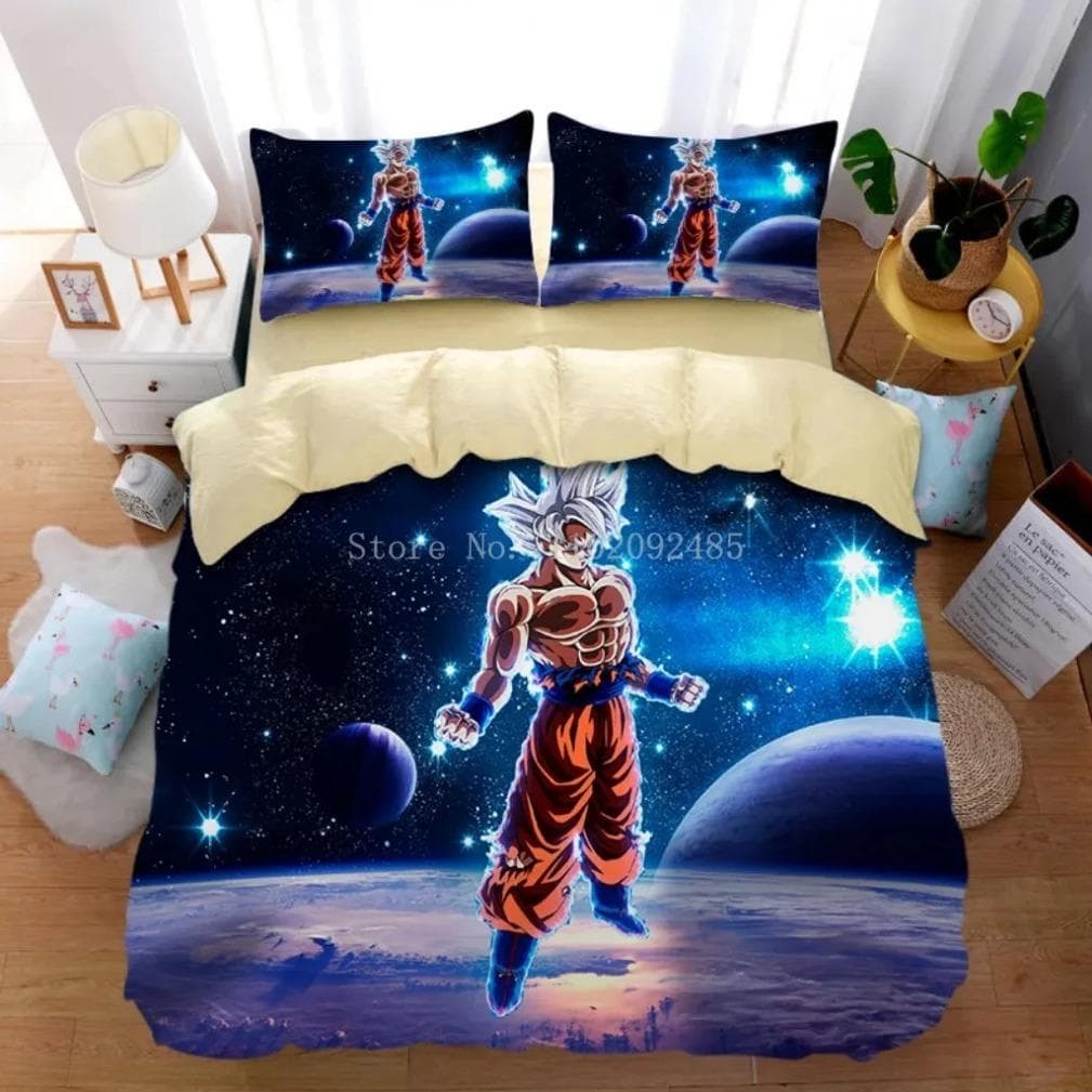 Anime Dragon-Ball Bedding Set,Goku Duvet Cover,Duvet Comforter Quilt Cover Set Super Saiyan Bedding Set For Adult Kids Children 135x200cm 2pcs