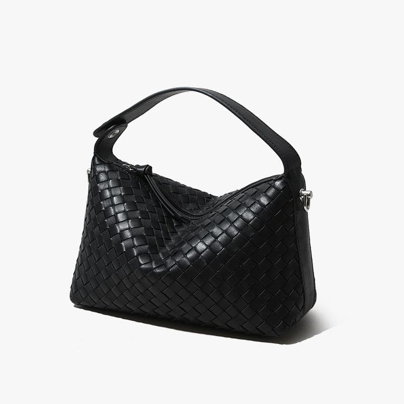 Woven Bag, Leather Pillow Bag, Women's Retro Commuting, High-end Handbag, Large-capacity Crossbody Single-shoulder Bag black