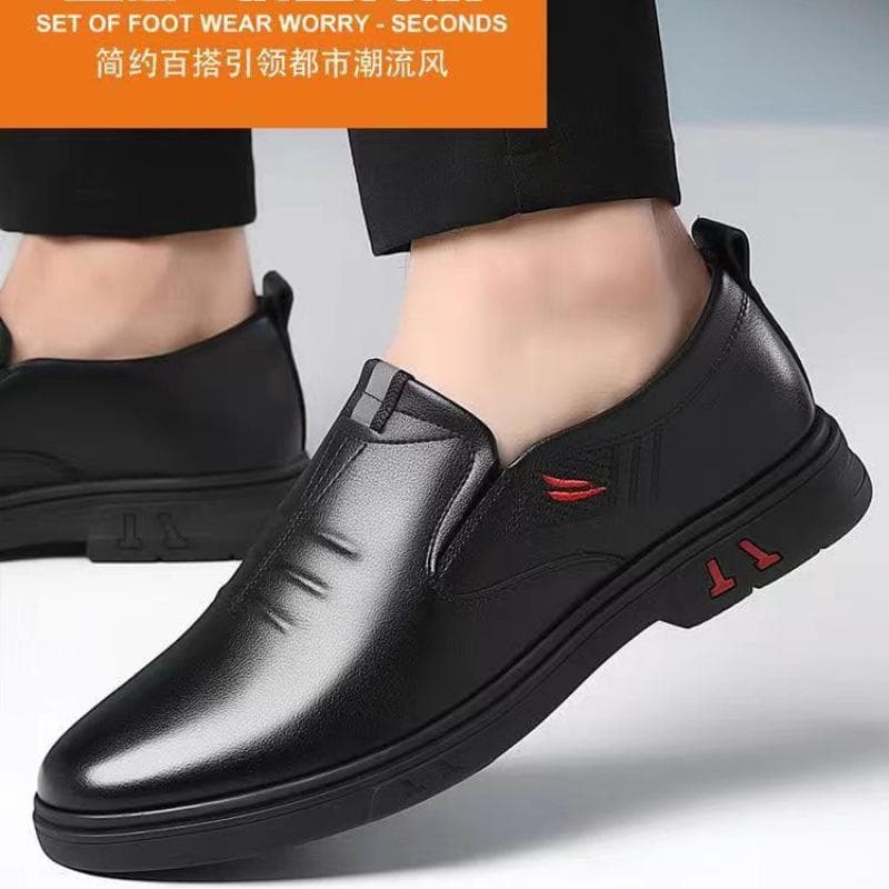 New Men's Shoes In Spring , Soft Top and Soft Bottom, Business Casual Leather Shoes, Comfortable and Versatile Leather Shoes, Men 44 black