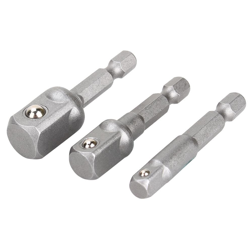 3pcs Drill Socket Adaptor Hex Drive To 14 38 12 Drive Impact Driver