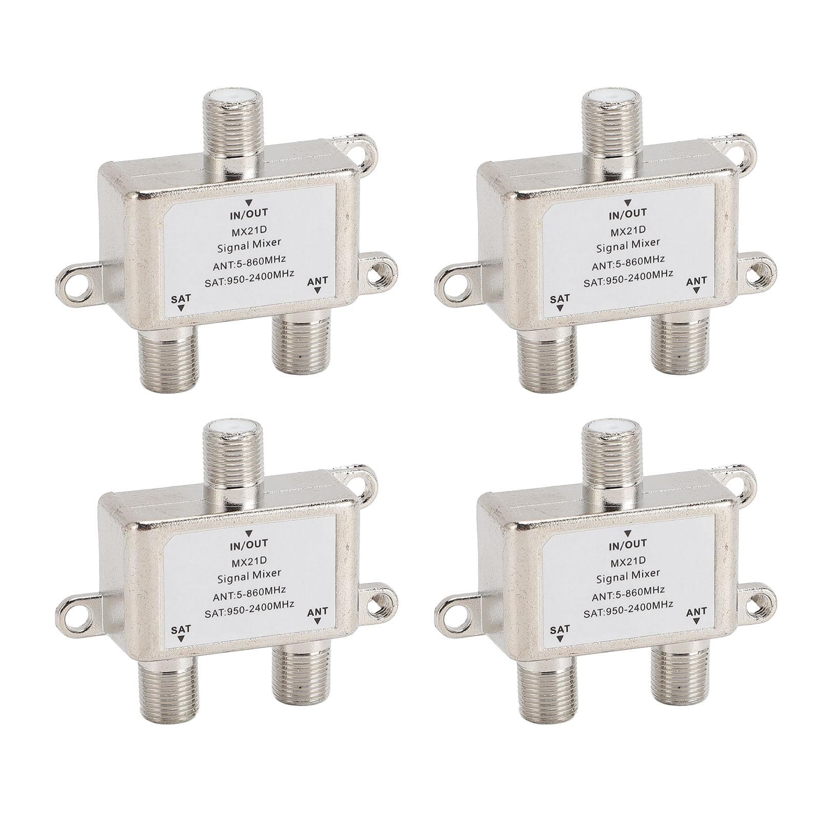 4PCS Coaxial Cable Splitter MX21D 5 to 2400MHz RG6 Compatible 2 Way TV Splitter for Satellite