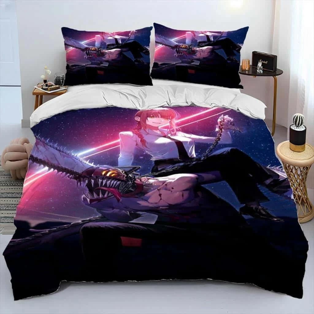 3D Anime Chainsaw Man Denji Cartoon Comforter Bedding Set,Duvet Cover Bed Set Quilt Cover Pillowcase,king Queen Size Bedding Set US Full 200x230cm