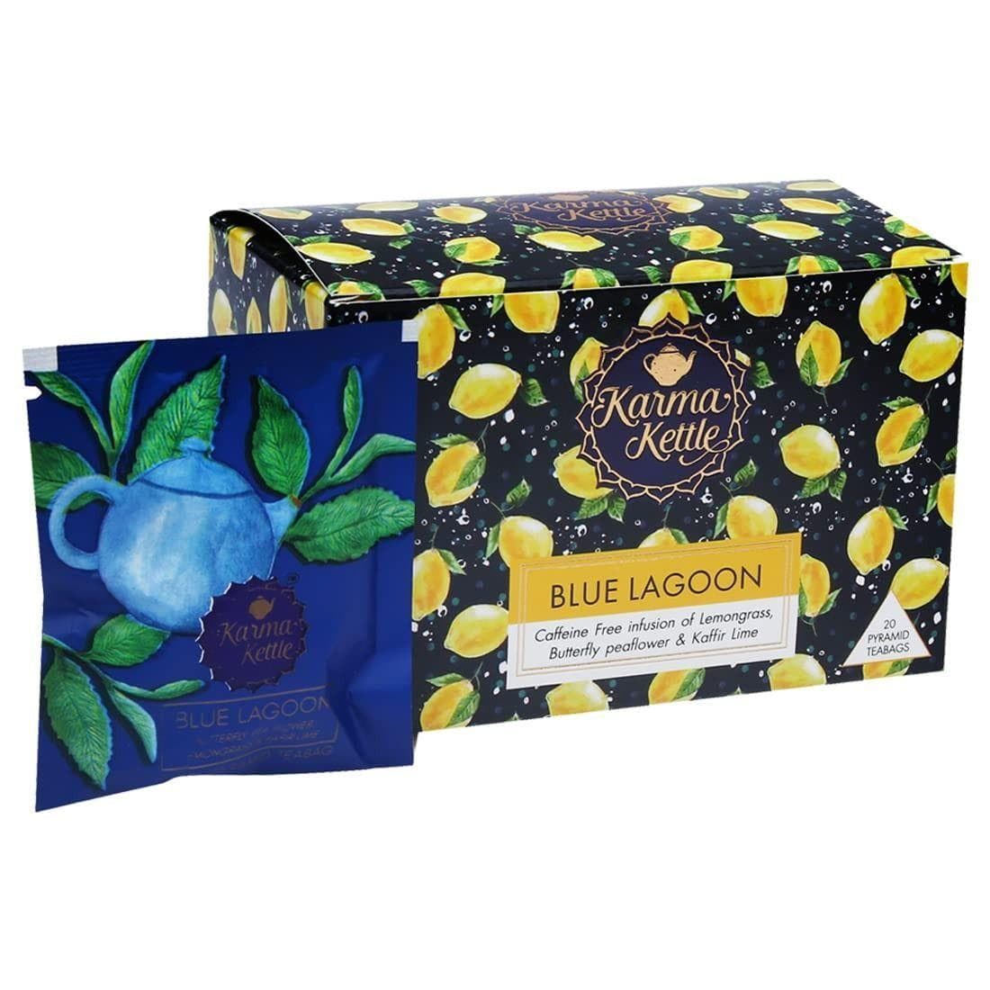 Tea from Lemongrass, Clitoria and Lime (20 pack, 2 g), Blue Lagoon, Karma Kettle
