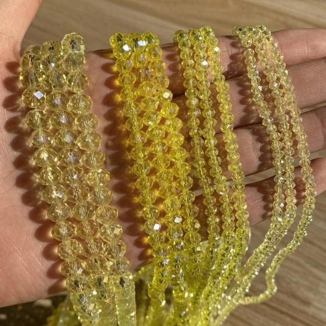 3/4/6/8mm Faceted Round Austria Crystal Beads Shiny Glass Rondelle Spacer Beads for Needlework Jewelry Making Diy Bracelet 15'' 6mm 89-92pcs Beads