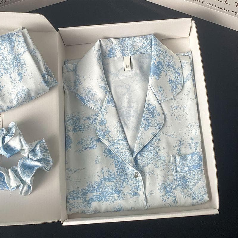 Women's Pajama Sets Luxury Pajamas Printed Smooth Rayon Pajama Sets Lounge Wear Pajamas Summer Outfits L