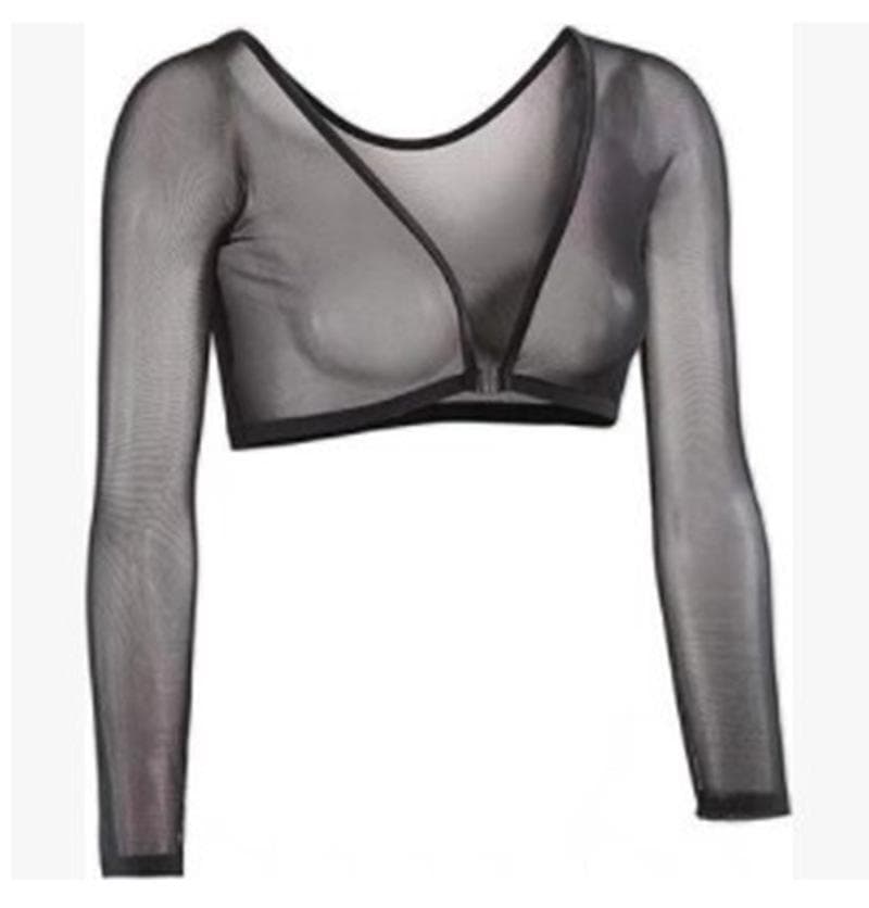 Mesh Long-Sleeve Sheer Crop Cardigan S