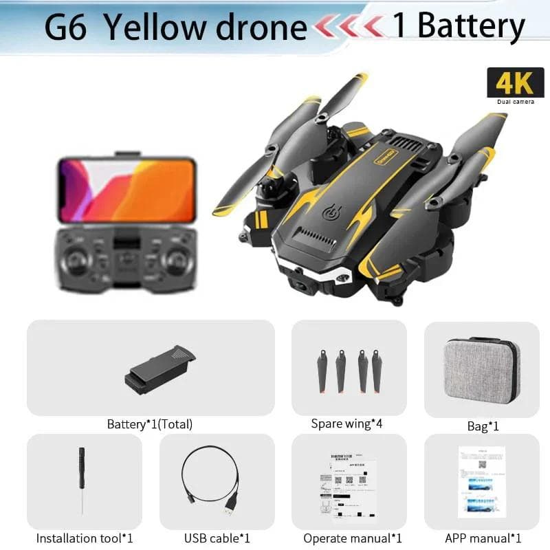 New G6 Pro Drone 8K High-definition Dual-camera Aerial Photography WIFI FPV Obstacle Avoidance Drone Quad-rotor Helicopter Toy Gift Kids 4K camera-1 B yellow