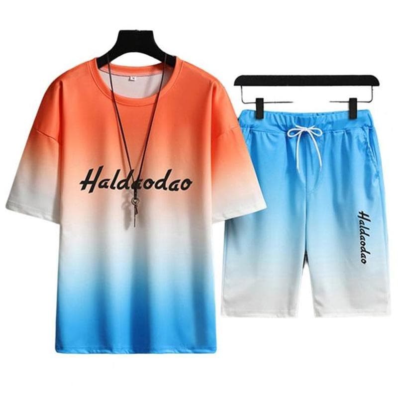 Fashion Boutique Men's T-shirt and Shorts Two-Piece Set Summer Outdoor Street Casual Clothing Breathable Loose Short Sleeved Set 6XL