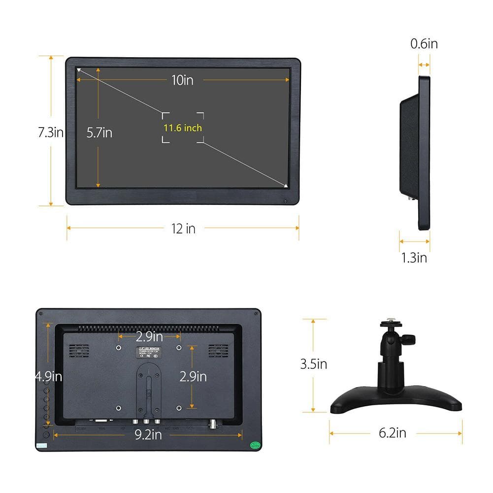 11.6 inch 16:9 1920x1080 LED Monitor HDMi VGa BNC AV Multifunction Monitor US Plug