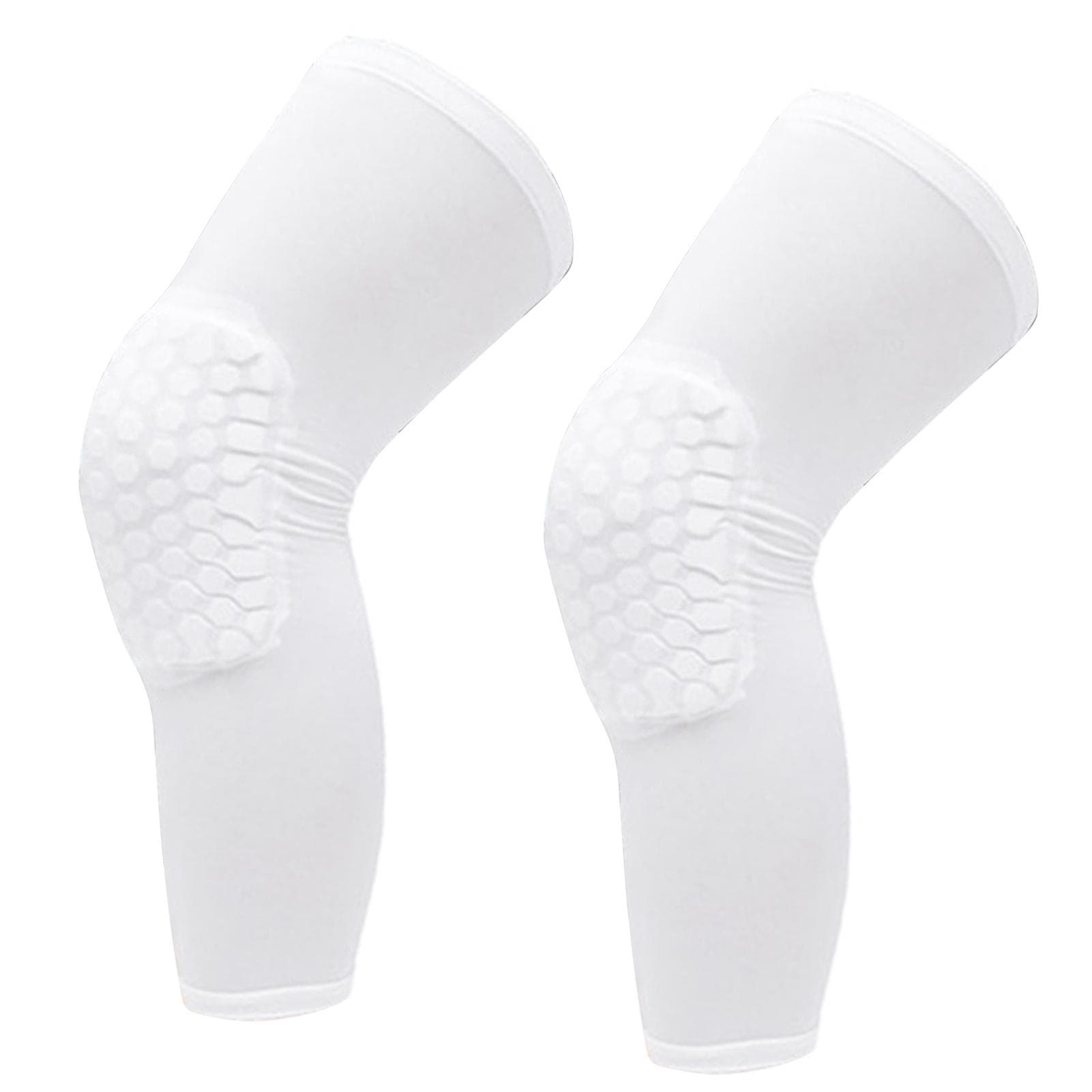 2PCS Knee Brace Unisex Lengthened Honeycomb Anti Collision Compression Knee Sleeve for Basketball M For 160?175CM Height white