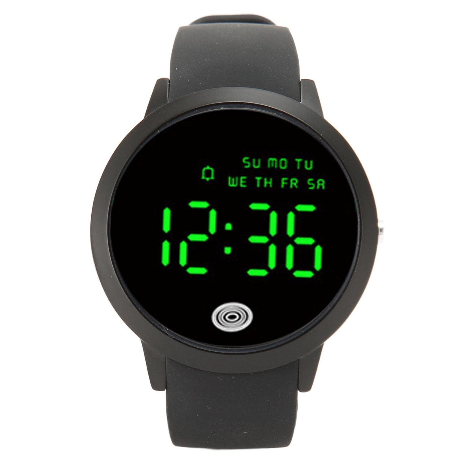 Men Digital Watch Round Color Screen Waterproof Backlit Ultra Thin Stylish Alarm Sports Watch black