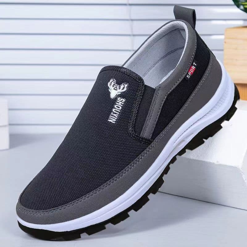 Men's Walking Shoes Slip-on Light Weight Athletic Running Walking Gym Shoes Casual Flats Shoes 39 black