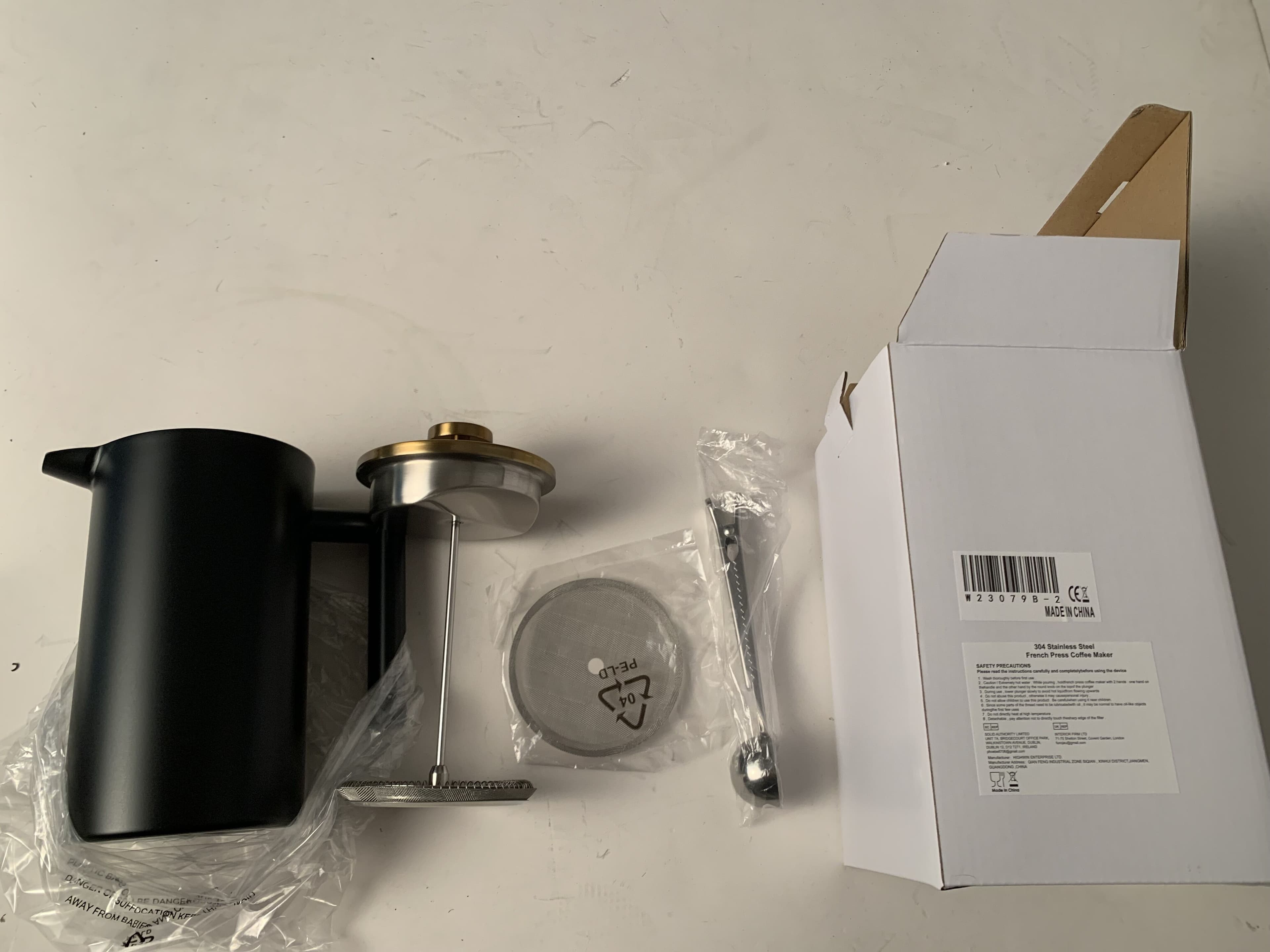 French Press Coffee Maker for Home Office 1000ml black